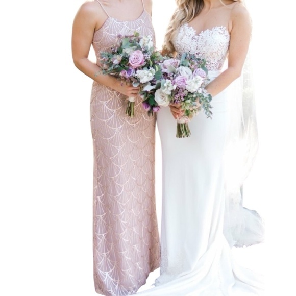 Sorella Vita Bridesmaid Dress Rose Gold Sequin‎ Maxi Gown Sleeveless Formal Sz 2 - Picture 2 of 9